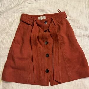 Joie Terracotta A-Line Skirt with Button Detail
